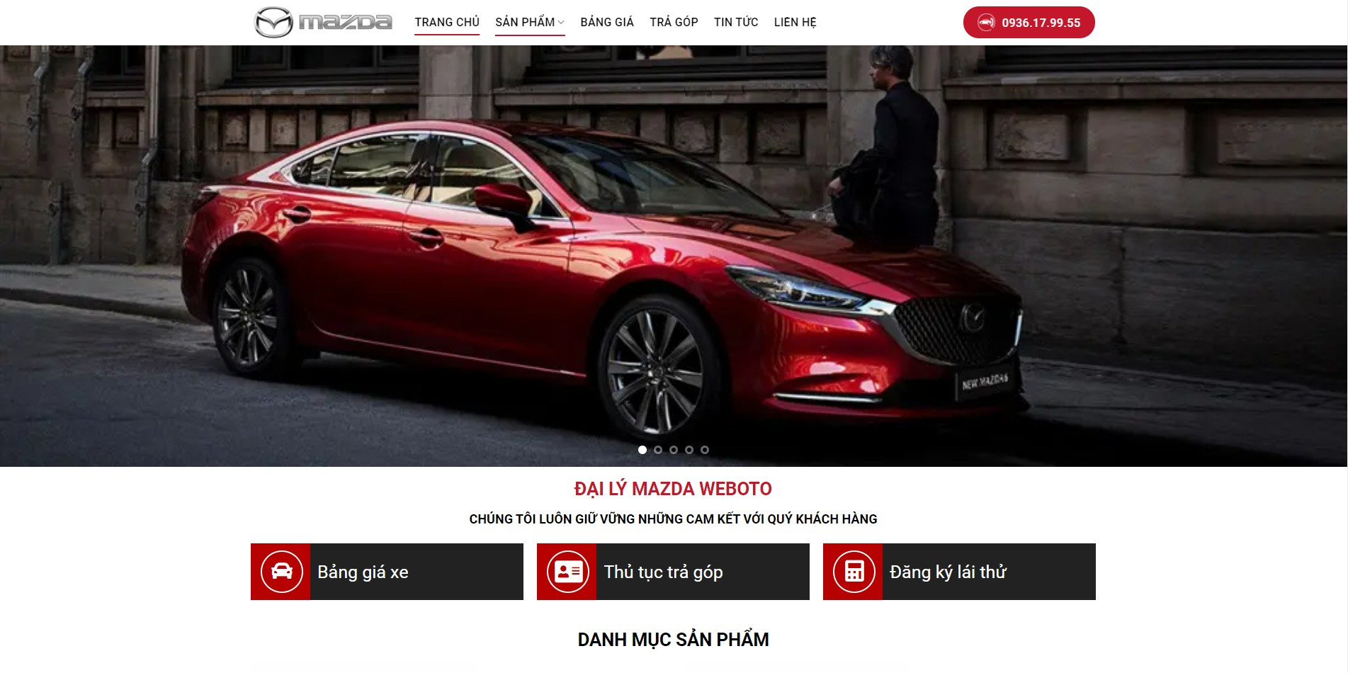 Trang Chủ Website Ô Tô Mazda Thiết Kế Bởi Weboto